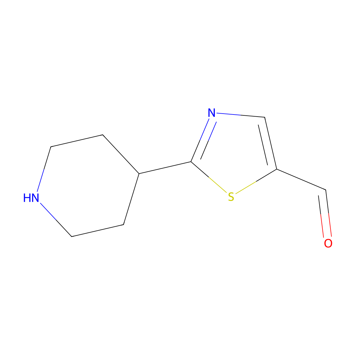 2-(Piperidin-4-yl)-1,3-thiazole-5-carbaldehyde molecular structure, CAS 1894865-82-7