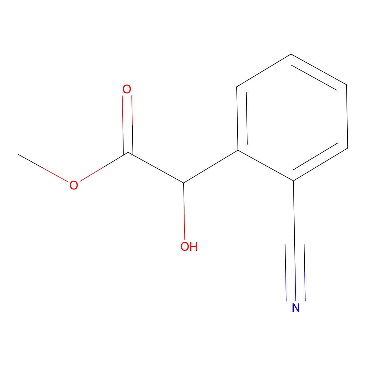 Methyl 2-(2-cyanophenyl)-2-hydroxyacetate molecular structure, CAS 1894868-93-9