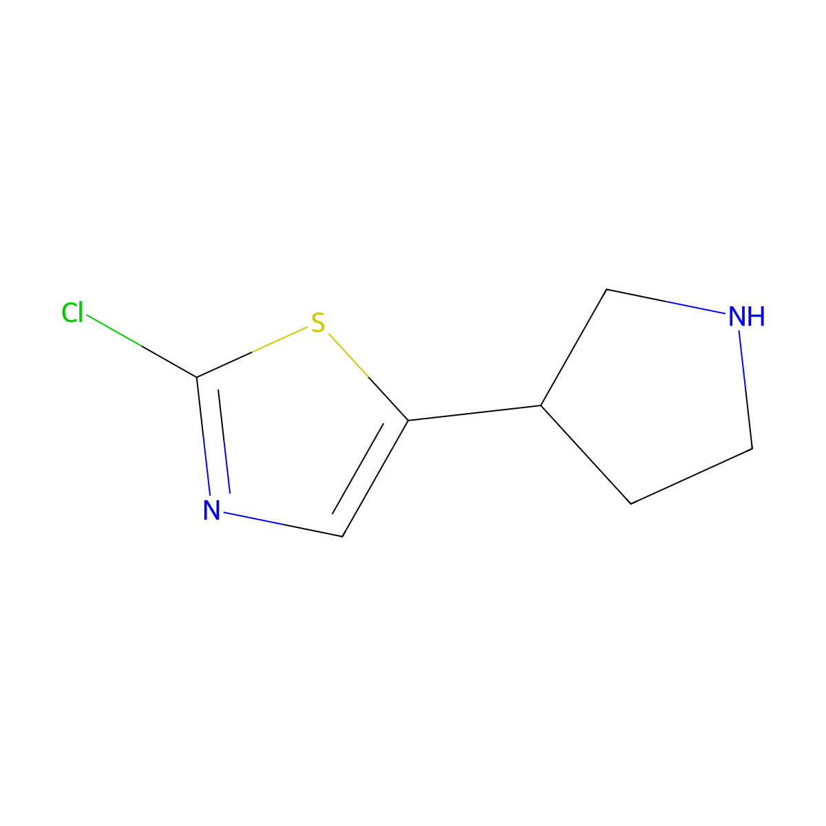 2-Chloro-5-(pyrrolidin-3-yl)-1,3-thiazole molecular structure, CAS 1894885-81-4