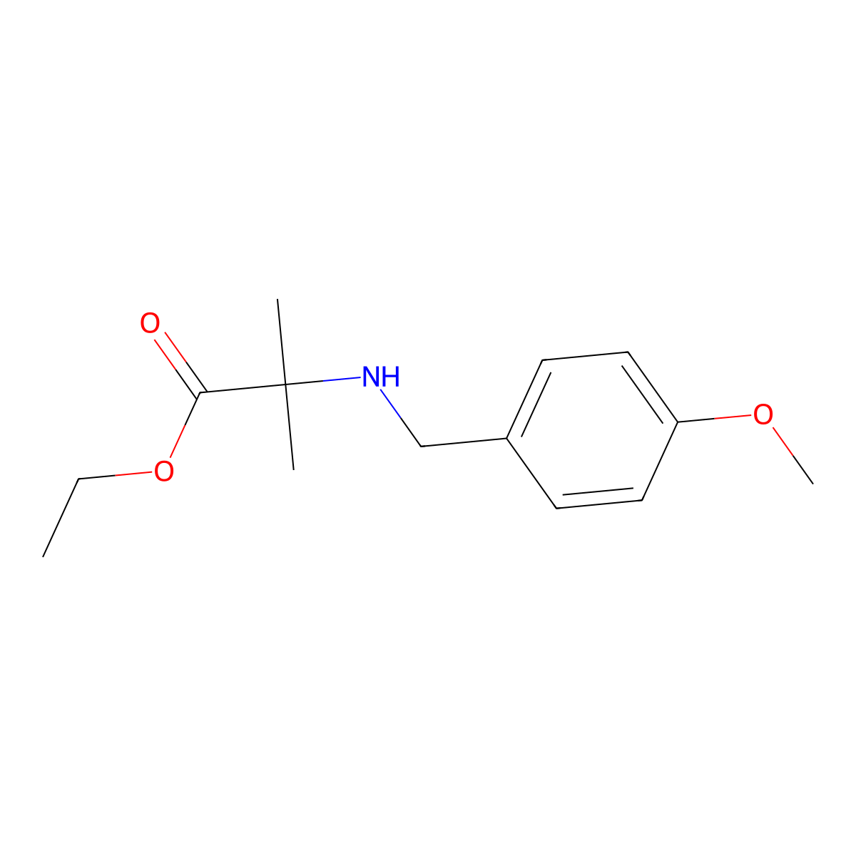 Ethyl 2-((4-methoxybenzyl)amino)-2-methylpropanoate molecular structure, CAS 1894902-64-7