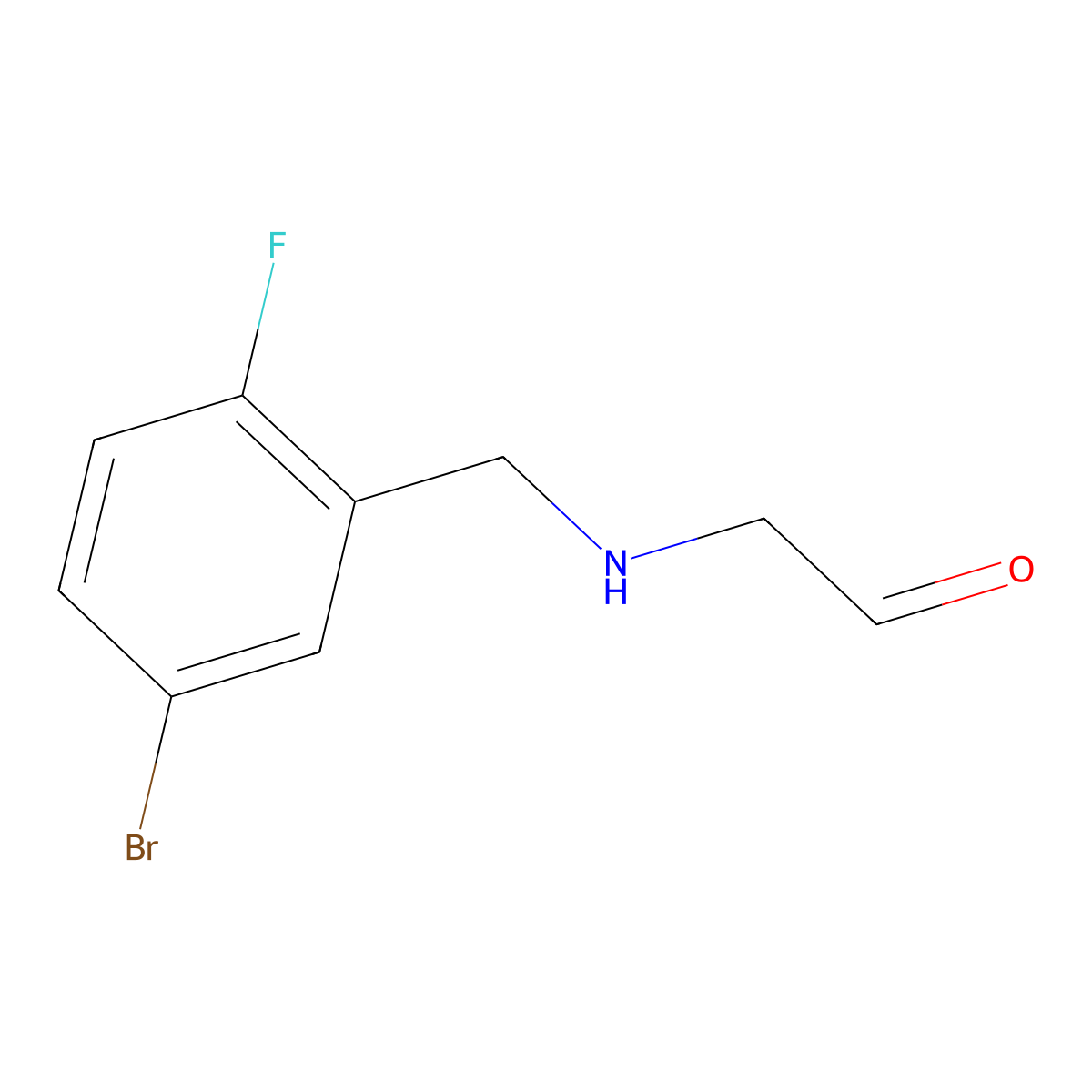 2-{[(5-Bromo-2-fluorophenyl)methyl]amino}acetaldehyde molecular structure, CAS 1894937-34-8