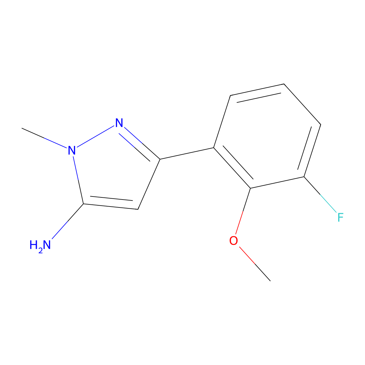 3-(3-fluoro-2-methoxyphenyl)-1-methyl-1H-pyrazol-5-amine molecular structure, CAS 1894965-96-8