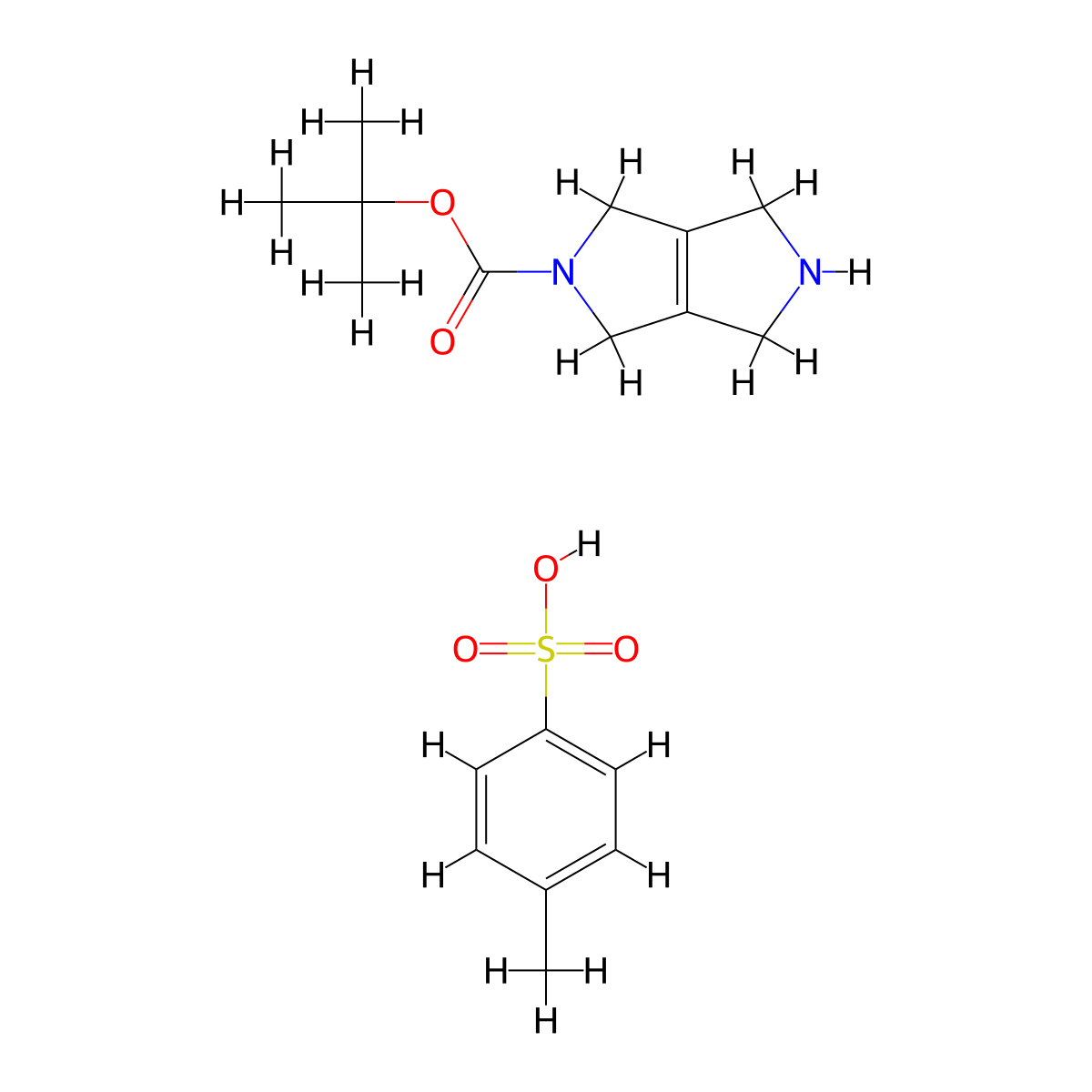 tert-butyl 2,3,4,6-tetrahydro-1H-pyrrolo[3,4-c]pyrrole-5-carboxylate;4-methylbenzenesulfonic acid molecular structure, CAS 1894988-80-7