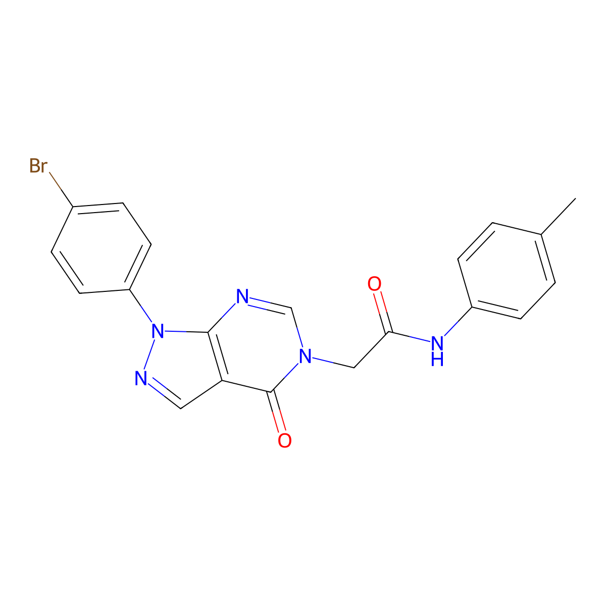 2-[1-(4-bromophenyl)-4-oxo-1H,4H,5H-pyrazolo[3,4-d]pyrimidin-5-yl]-N-(4-methylphenyl)acetamide molecular structure, CAS 1894995-27-7