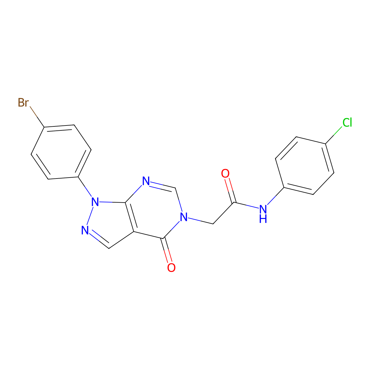 2-[1-(4-bromophenyl)-4-oxo-1H,4H,5H-pyrazolo[3,4-d]pyrimidin-5-yl]-N-(4-chlorophenyl)acetamide molecular structure, CAS 1894995-30-2