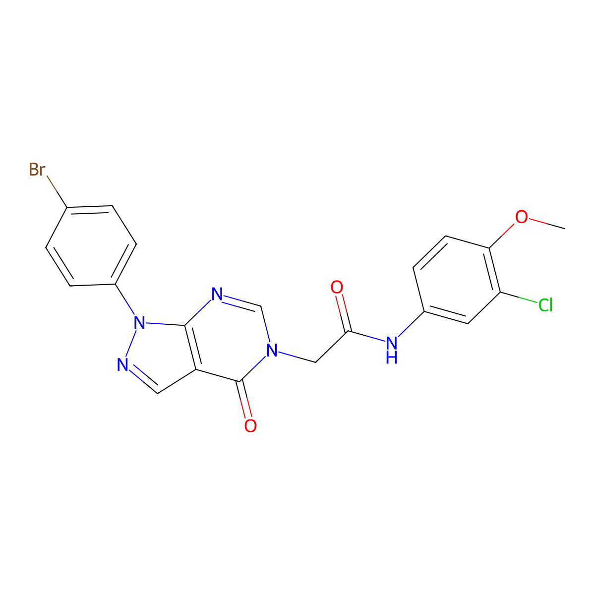 2-[1-(4-Bromophenyl)-4-oxopyrazolo[3,4-d]pyrimidin-5-yl]-N-(3-chloro-4-methoxyphenyl)acetamide molecular structure, CAS 1894995-31-3