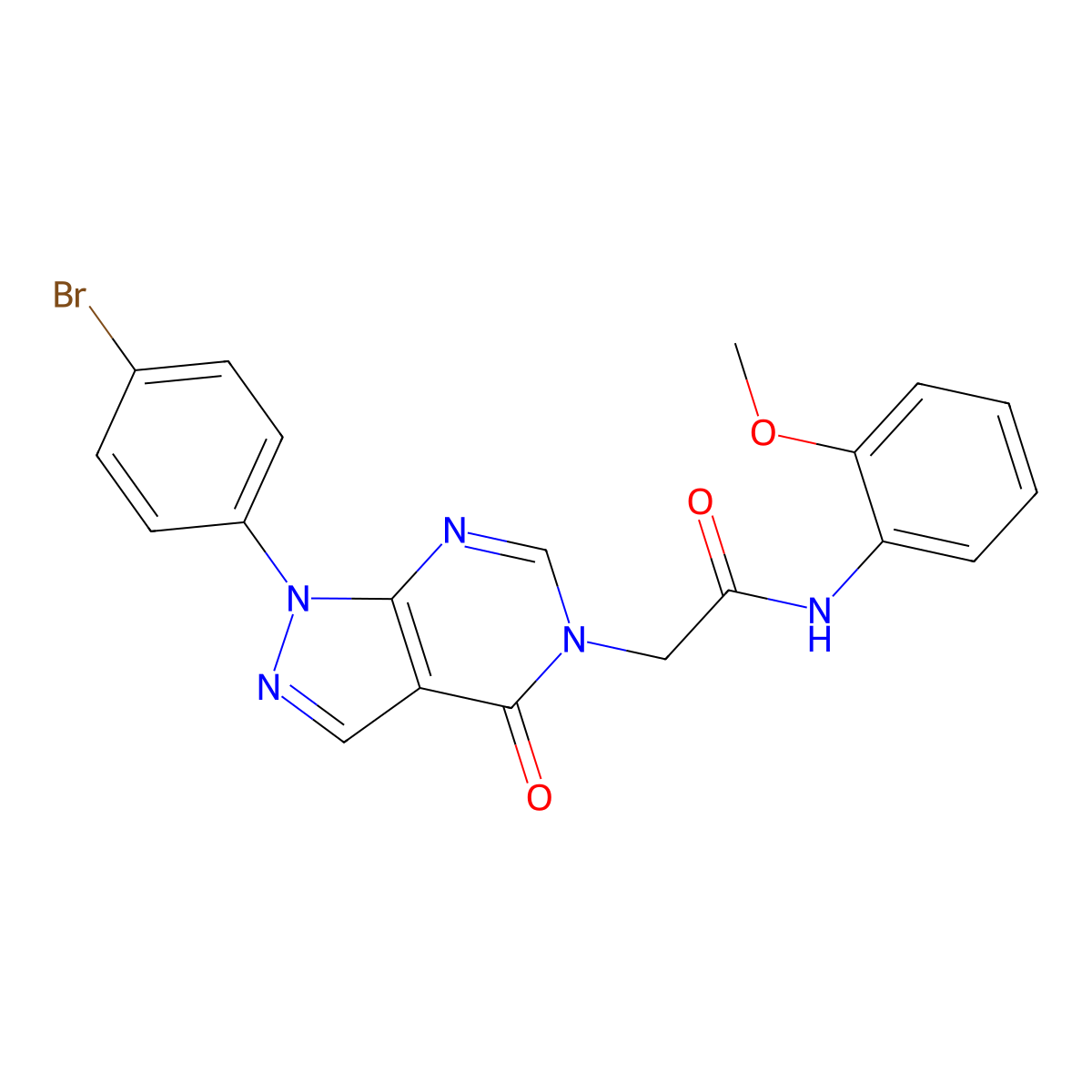 2-[1-(4-bromophenyl)-4-oxo-1H,4H,5H-pyrazolo[3,4-d]pyrimidin-5-yl]-N-(2-methoxyphenyl)acetamide molecular structure, CAS 1894995-32-4