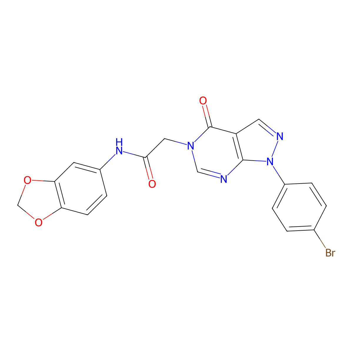 N-(2H-1,3-benzodioxol-5-yl)-2-[1-(4-bromophenyl)-4-oxo-1H,4H,5H-pyrazolo[3,4-d]pyrimidin-5-yl]acetamide molecular structure, CAS 1894995-36-8