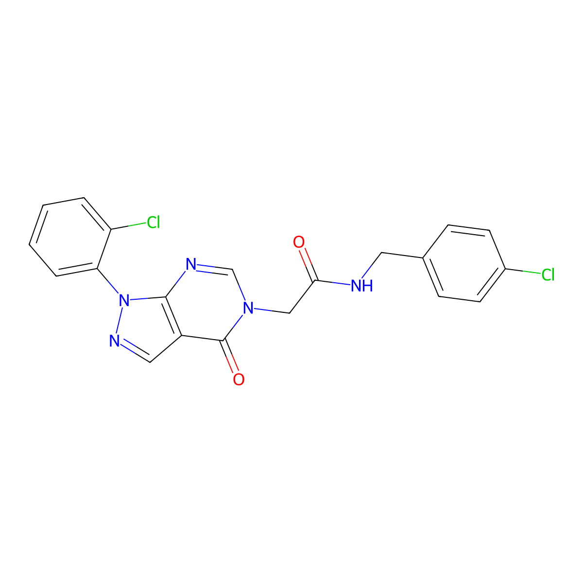 2-[1-(2-chlorophenyl)-4-oxo-1H,4H,5H-pyrazolo[3,4-d]pyrimidin-5-yl]-N-[(4-chlorophenyl)methyl]acetamide molecular structure, CAS 1894995-44-8