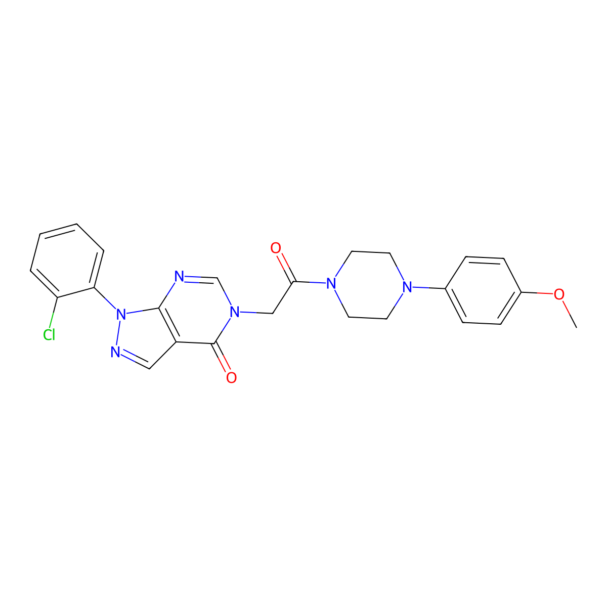 1-(2-chlorophenyl)-5-{2-[4-(4-methoxyphenyl)piperazin-1-yl]-2-oxoethyl}-1H,4H,5H-pyrazolo[3,4-d]pyrimidin-4-one molecular structure, CAS 1894995-46-0