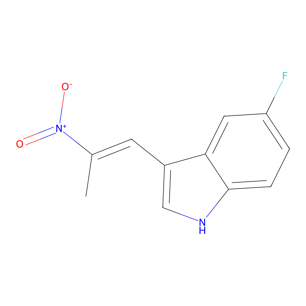 (E)-5-fluoro-3-(2-nitroprop-1-en-1-yl)-1H-indole molecular structure, CAS 1895-00-7