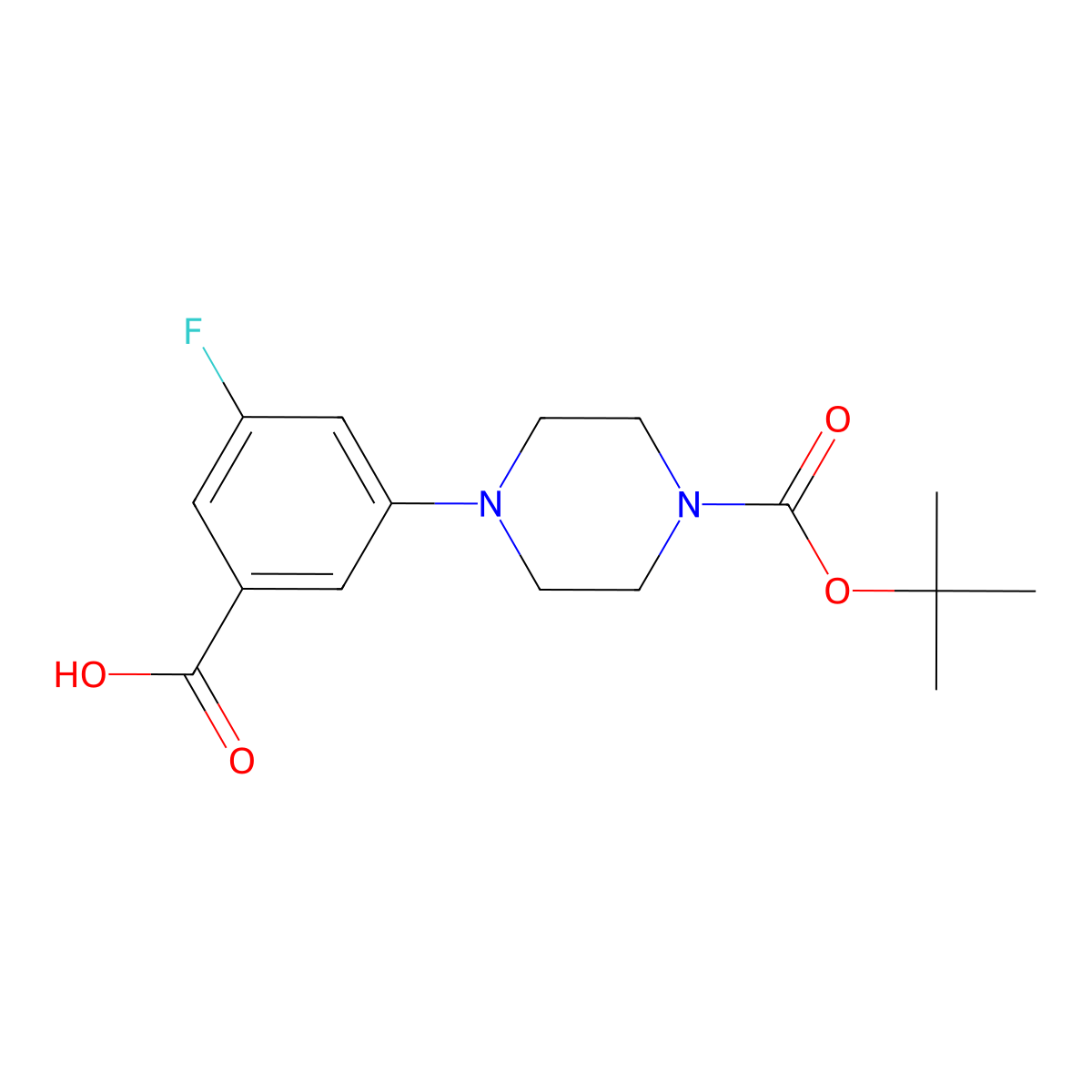 3-{4-[(Tert-butoxy)carbonyl]piperazin-1-yl}-5-fluorobenzoic acid molecular structure, CAS 1895003-88-9