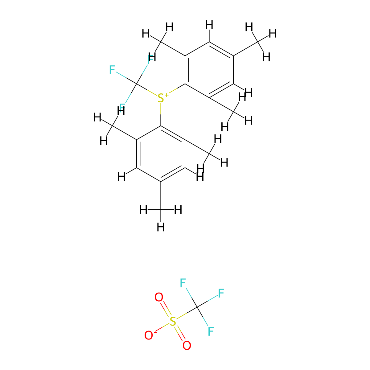Dimesityl(trifluoromethyl)sulfonium Trifluoromethanesulfonate molecular structure, CAS 1895006-01-5