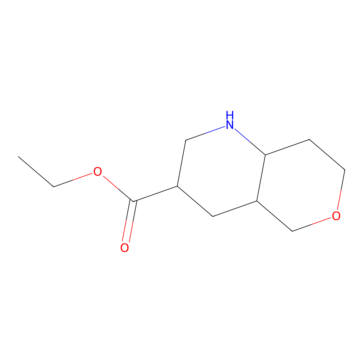 ethyl octahydro-1H-pyrano[4,3-b]pyridine-3-carboxylate molecular structure, CAS 1895031-05-6