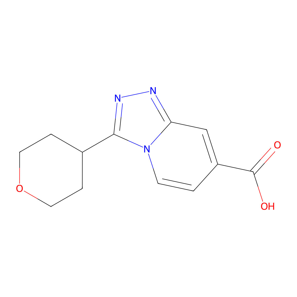 3-(Tetrahydro-2H-pyran-4-yl)-[1,2,4]triazolo[4,3-a]pyridine-7-carboxylic acid molecular structure, CAS 1895033-31-4