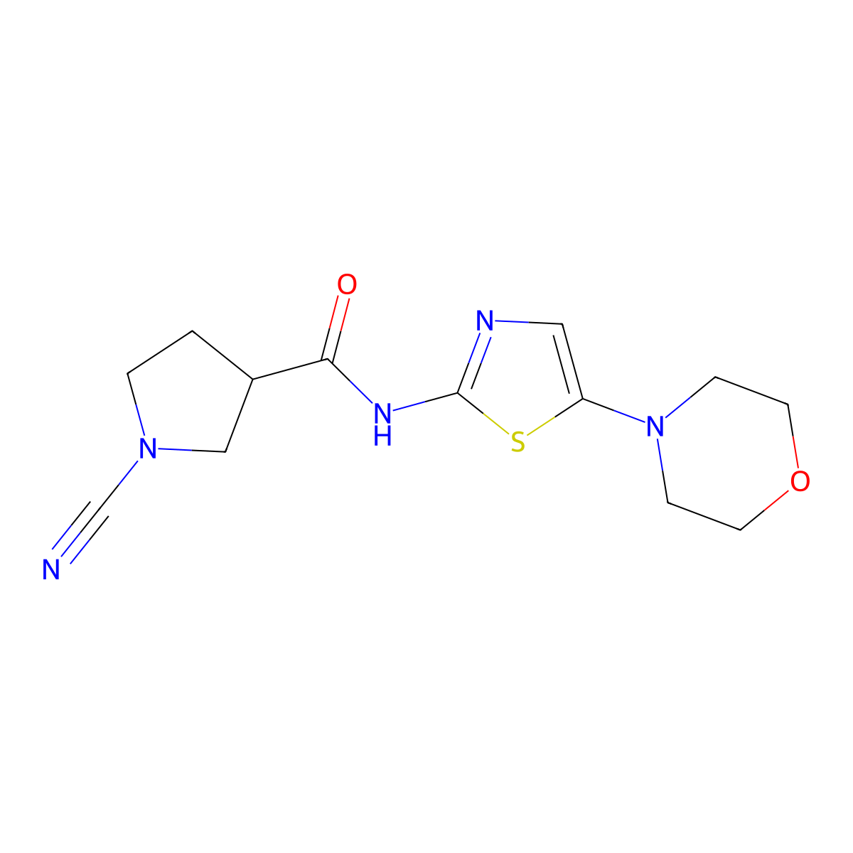 (3S)-1-Cyano-N-(5-morpholin-4-yl-1,3-thiazol-2-yl)pyrrolidine-3-carboxamide molecular structure, CAS 1895050-66-4