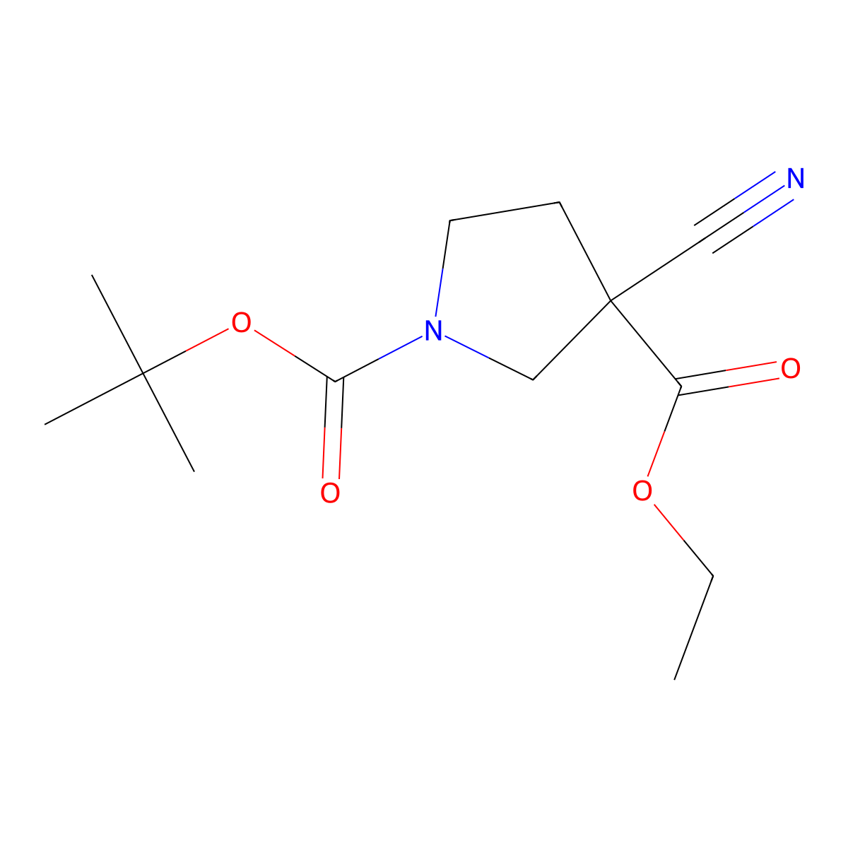 1-Tert-butyl 3-ethyl 3-cyanopyrrolidine-1,3-dicarboxylate molecular structure, CAS 1895053-95-8