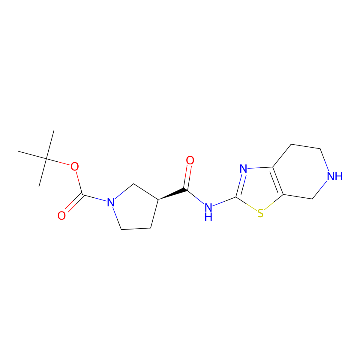 (S)-tert-Butyl 3-((4,5,6,7-tetrahydrothiazolo[5,4-c]pyridin-2-yl)carbamoyl)pyrrolidine-1-carboxylate molecular structure, CAS 1895053-98-1
