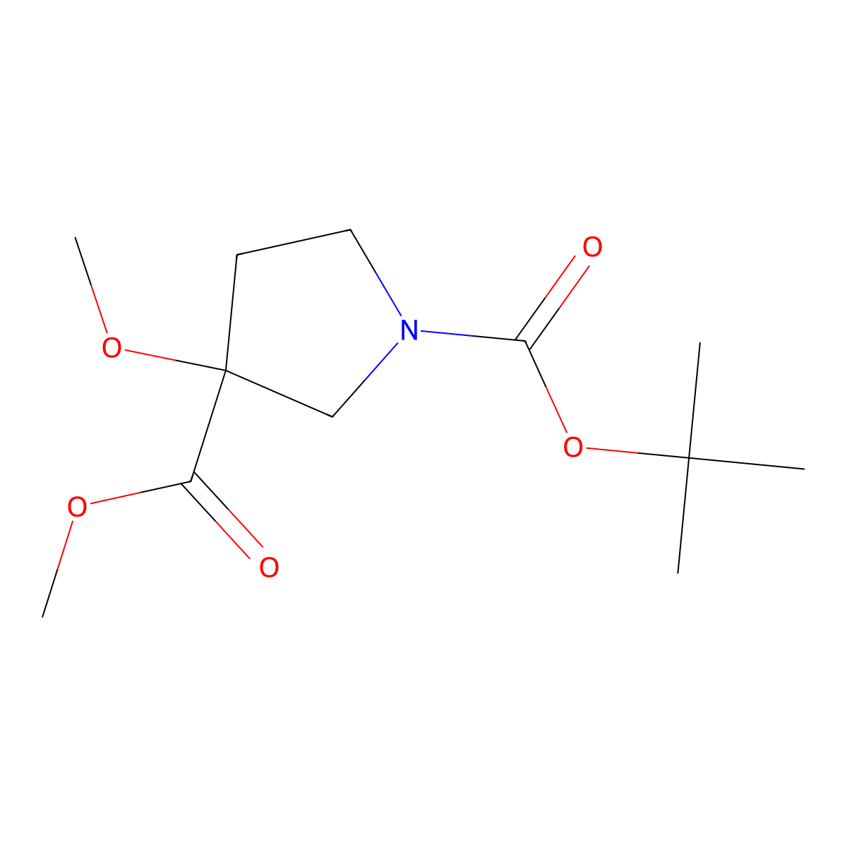1-(tert-Butyl) 3-methyl 3-methoxypyrrolidine-1,3-dicarboxylate molecular structure, CAS 1895054-24-6
