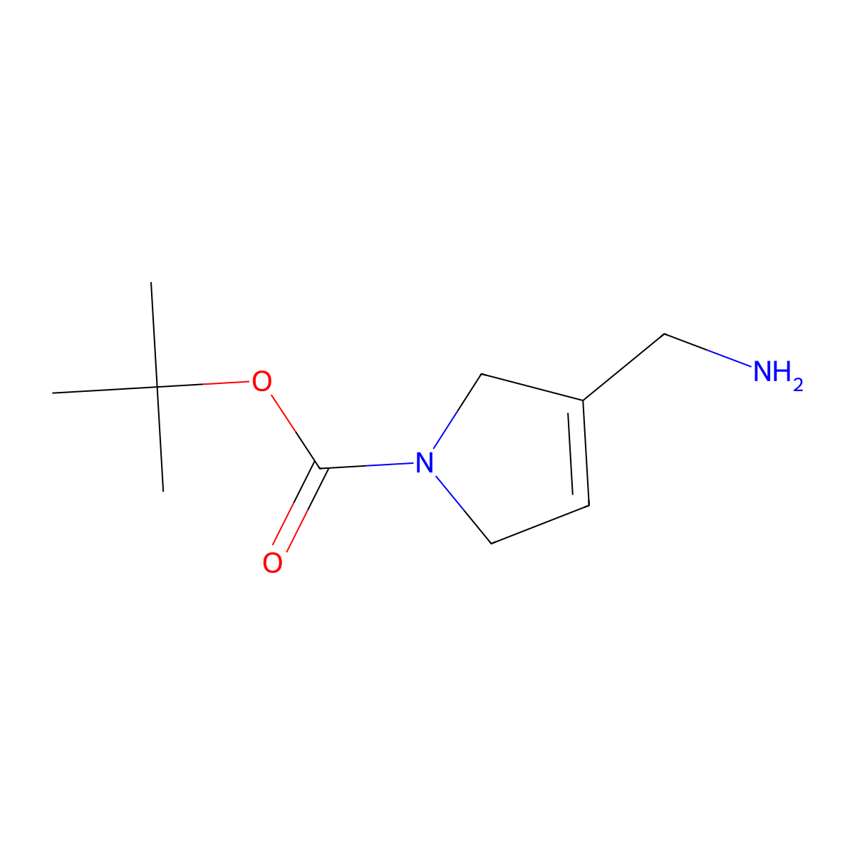 tert-butyl 3-(aminomethyl)-2,5-dihydro-1H-pyrrole-1-carboxylate molecular structure, CAS 1895057-90-5