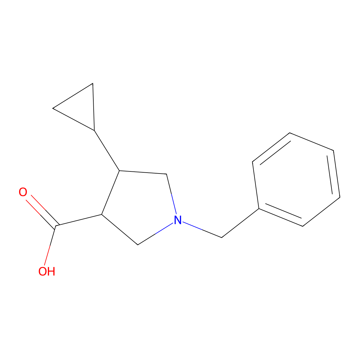 (3S,4S)-1-Benzyl-4-cyclopropylpyrrolidine-3-carboxylic acid molecular structure, CAS 189506-90-9