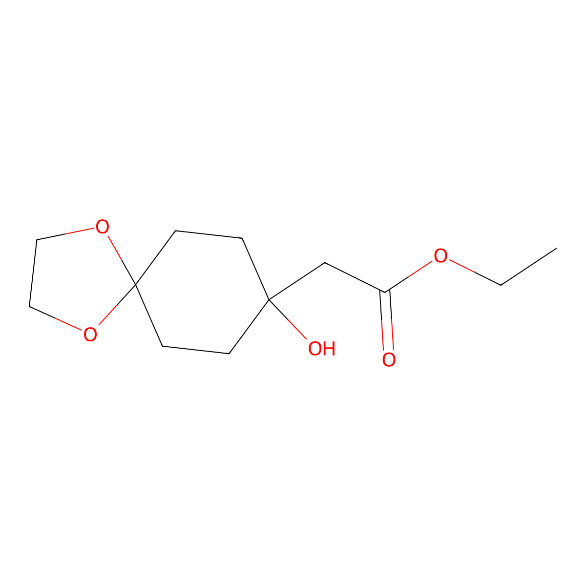 Ethyl 2-(8-hydroxy-1,4-dioxaspiro[4.5]decan-8-yl)acetate molecular structure, CAS 189509-22-6