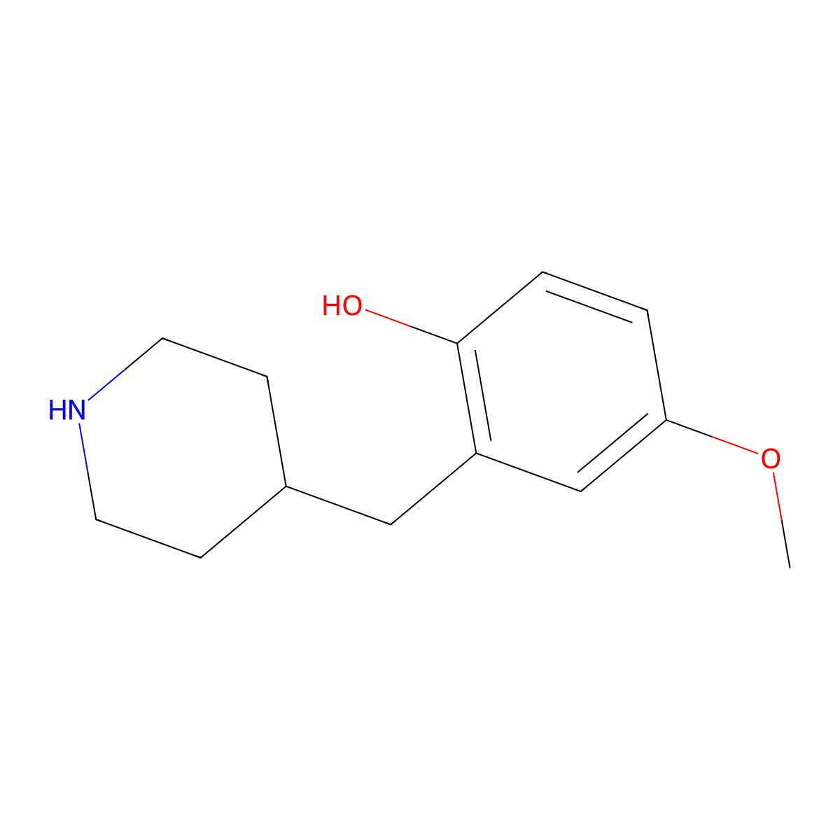4-Methoxy-2-[(piperidin-4-yl)methyl]phenol molecular structure, CAS 1895090-58-0