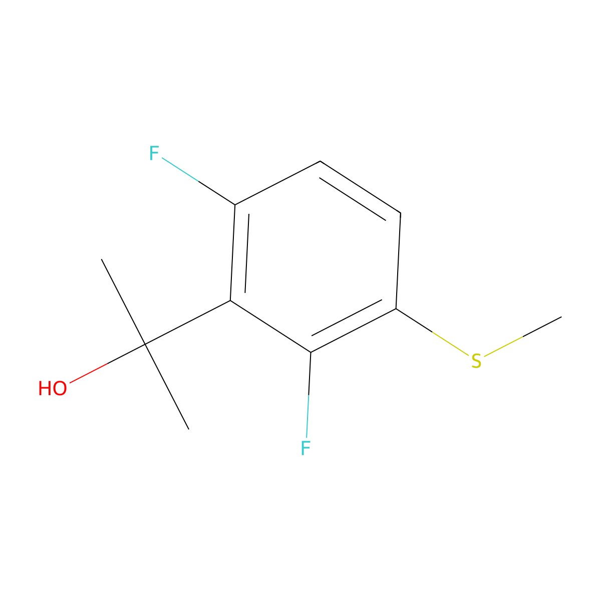 2-(2,6-Difluoro-3-(methylthio)phenyl)propan-2-ol molecular structure, CAS 1895095-29-0