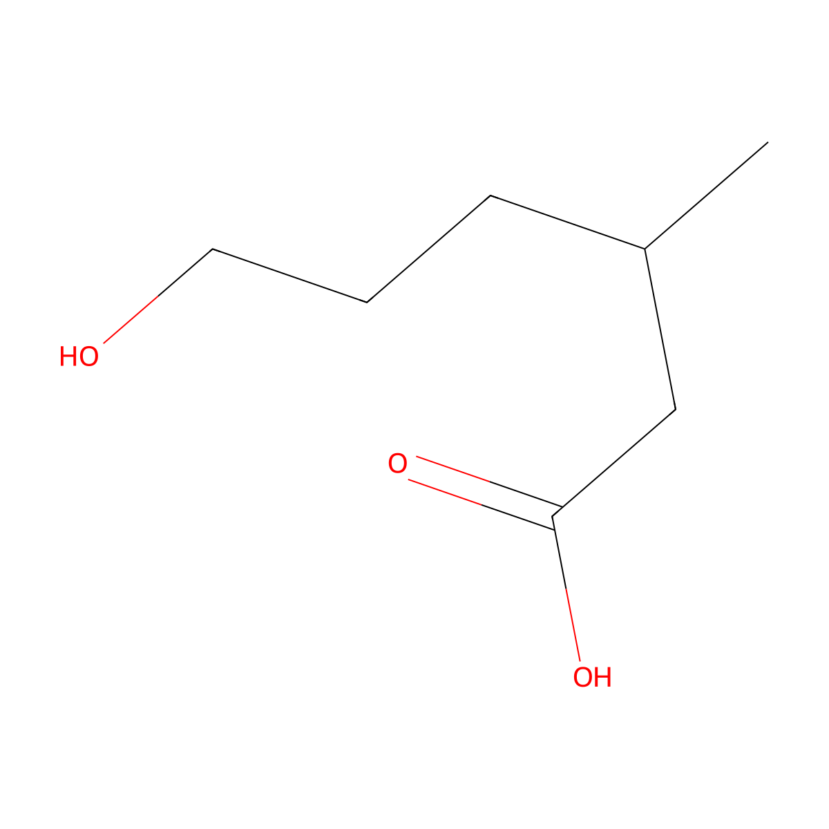 (3R)-6-hydroxy-3-methylhexanoic acid molecular structure, CAS 18951-89-8