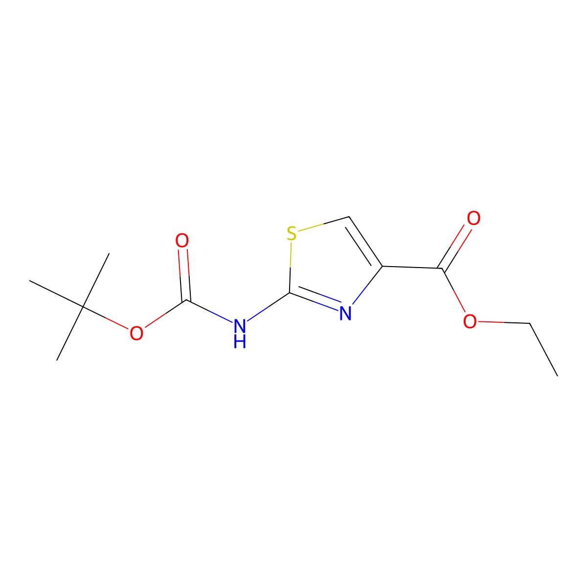 Ethyl 2-((tert-butoxycarbonyl)amino)-1,3-thiazole-4-carboxylate molecular structure, CAS 189512-01-4