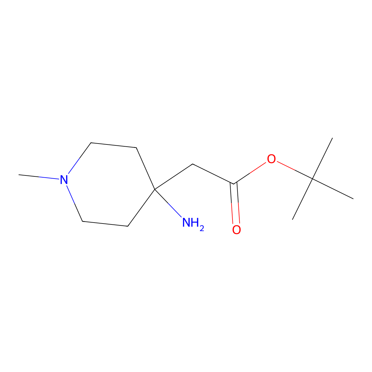 Tert-butyl 2-(4-amino-1-methylpiperidin-4-yl)acetate molecular structure, CAS 1895154-00-3