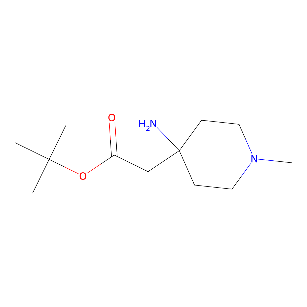 Tert-butyl 2-(4-amino-1-methylpiperidin-4-yl)acetate molecular structure, CAS 1895154-00-3