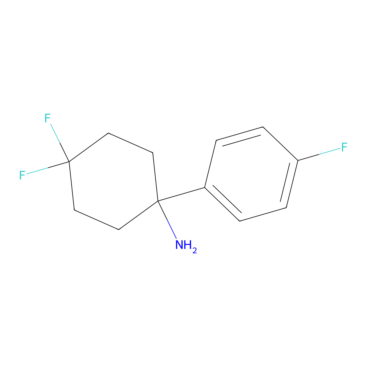 4,4-Difluoro-1-(4-fluorophenyl)cyclohexan-1-amine molecular structure, CAS 1895155-61-9