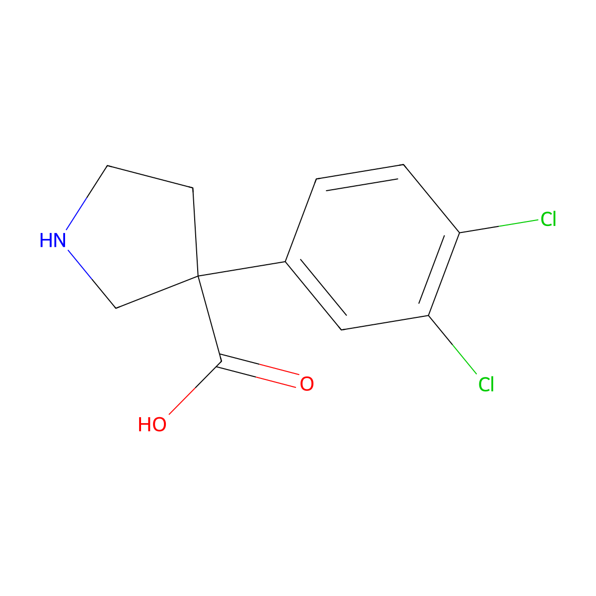 3-(3,4-Dichlorophenyl)pyrrolidine-3-carboxylic acid molecular structure, CAS 1895163-90-2