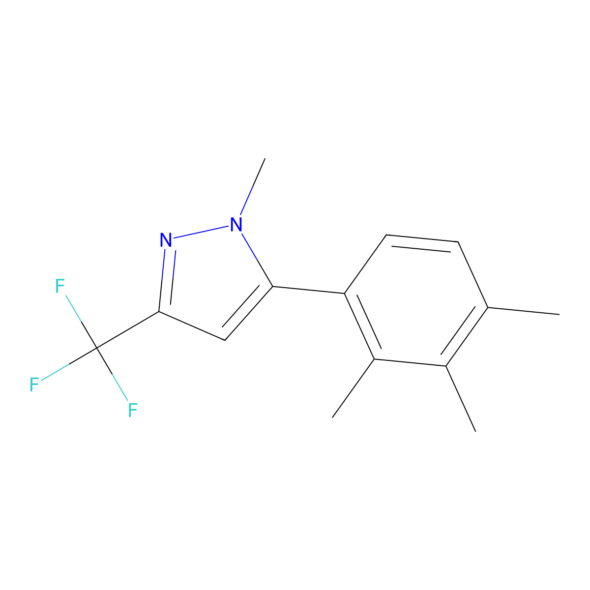 1-Methyl-3-(trifluoromethyl)-5-(2,3,4-trimethylphenyl)-1H-pyrazole molecular structure, CAS 1895167-21-1