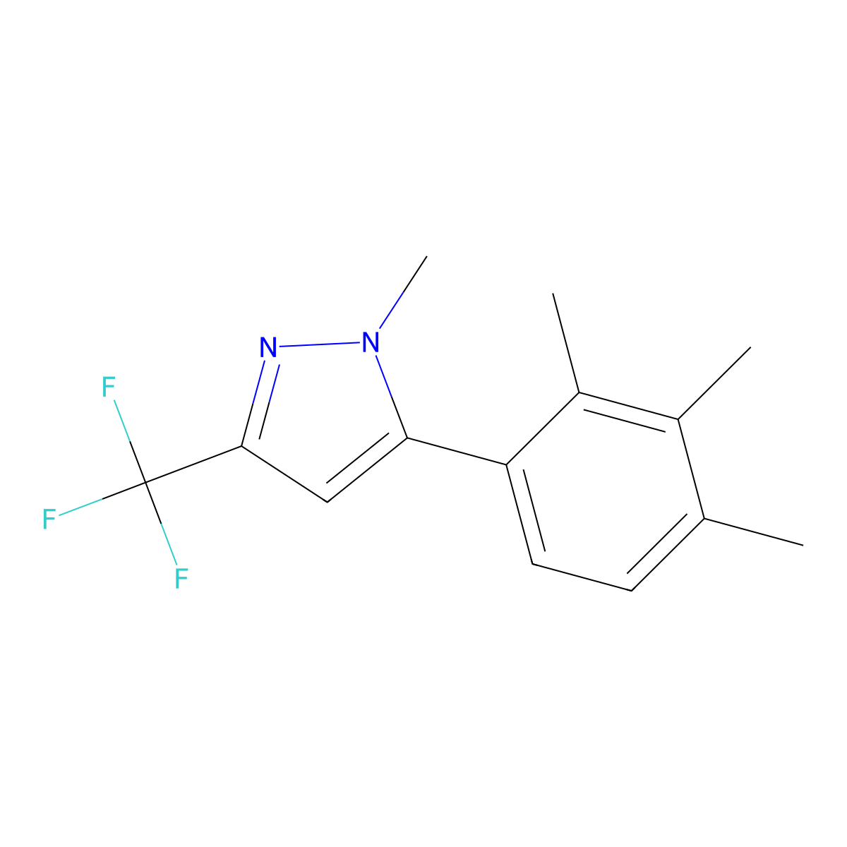 1-Methyl-3-(trifluoromethyl)-5-(2,3,4-trimethylphenyl)-1H-pyrazole molecular structure, CAS 1895167-21-1