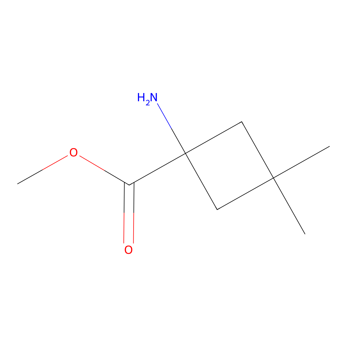 Methyl 1-amino-3,3-dimethylcyclobutane-1-carboxylate molecular structure, CAS 1895169-03-5