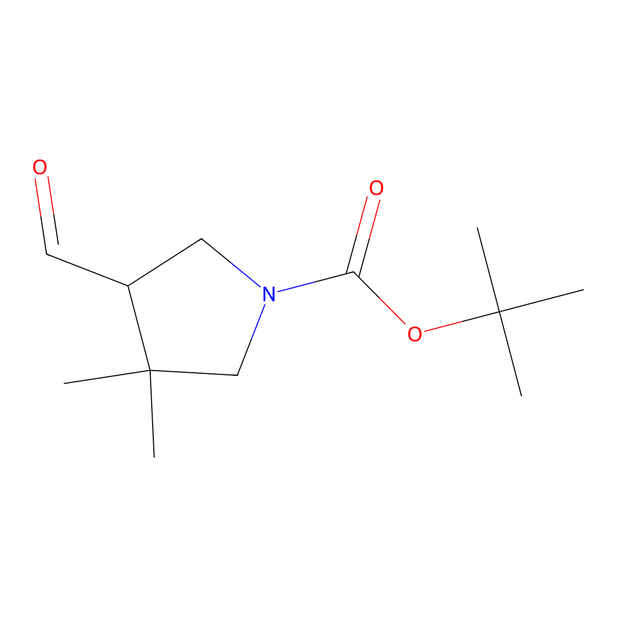1-Boc-4,4-dimethylpyrrolidine-3-carbaldehyde molecular structure, CAS 1895196-94-7