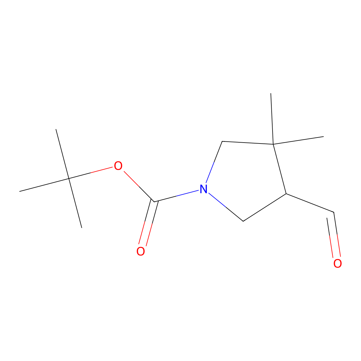 1-Boc-4,4-dimethylpyrrolidine-3-carbaldehyde molecular structure, CAS 1895196-94-7