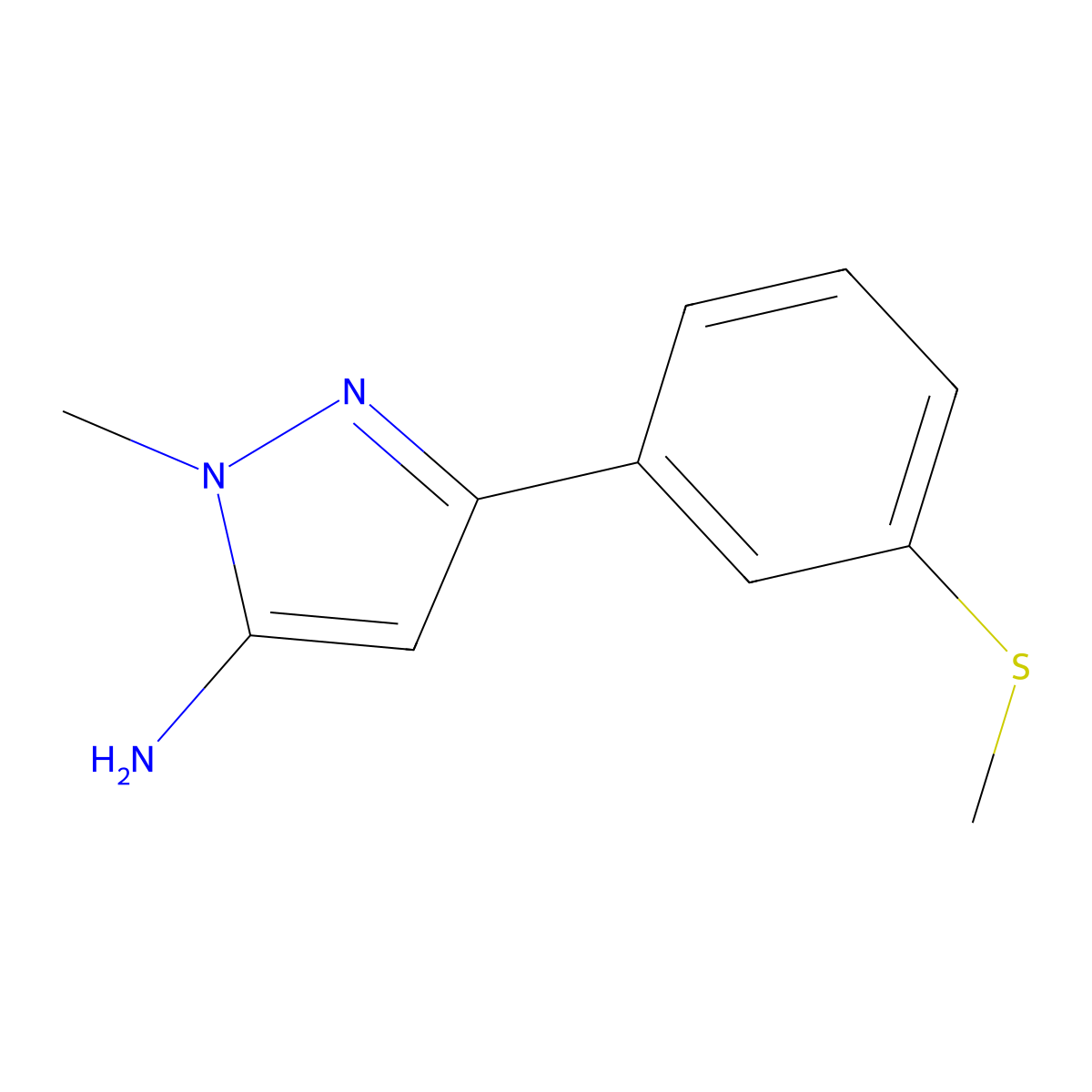 1-methyl-3-[3-(methylsulfanyl)phenyl]-1H-pyrazol-5-amine molecular structure, CAS 1895212-72-2