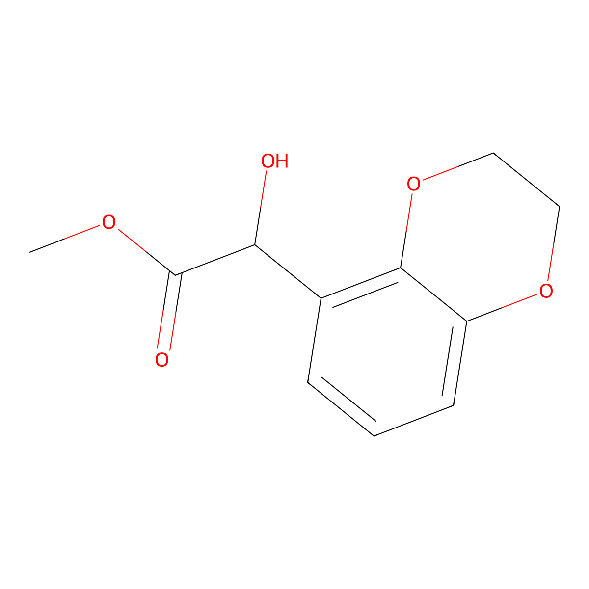 Methyl 2-(2,3-dihydro-1,4-benzodioxin-5-yl)-2-hydroxyacetate molecular structure, CAS 1895213-58-7