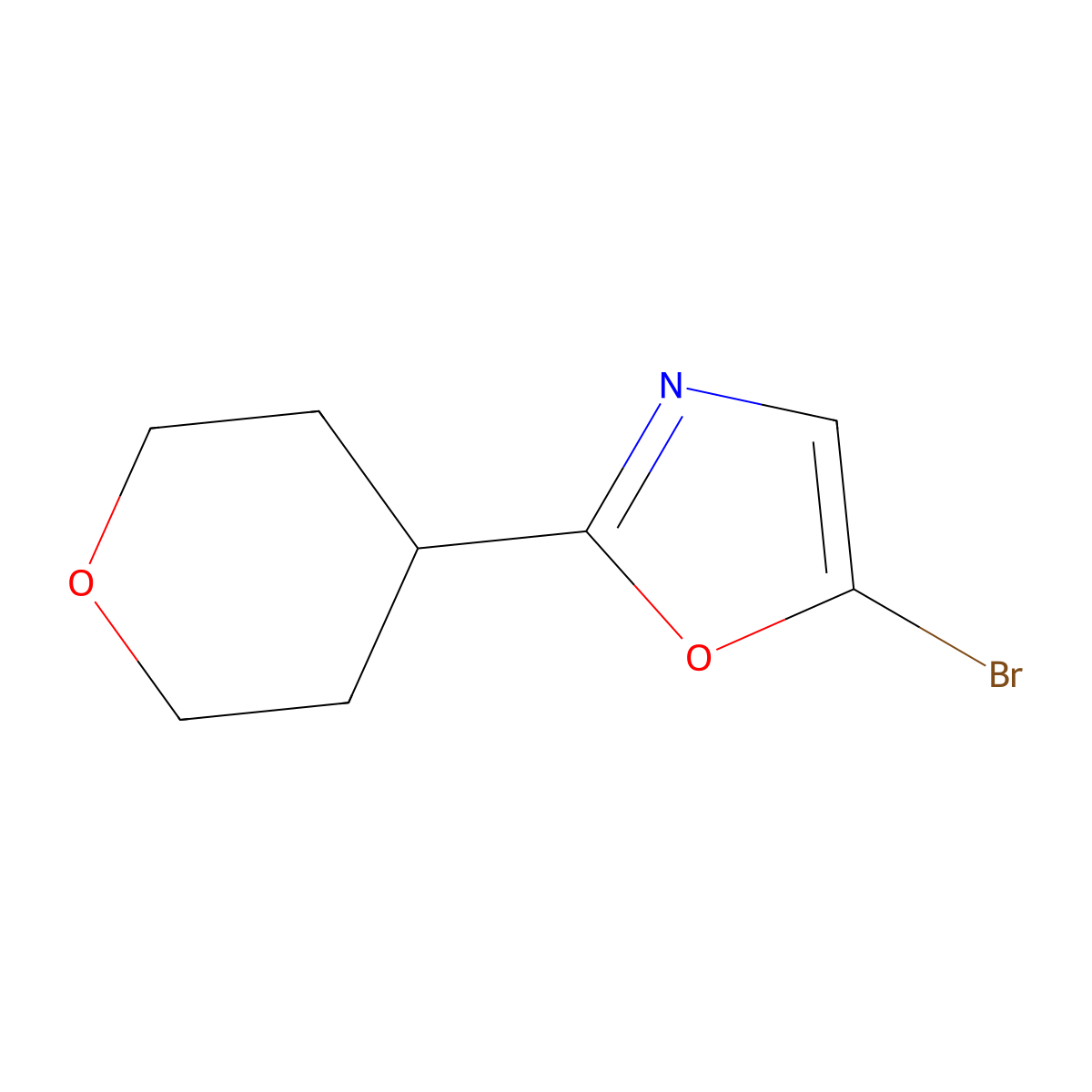 5-Bromo-2-(oxan-4-yl)-1,3-oxazole molecular structure, CAS 1895214-26-2