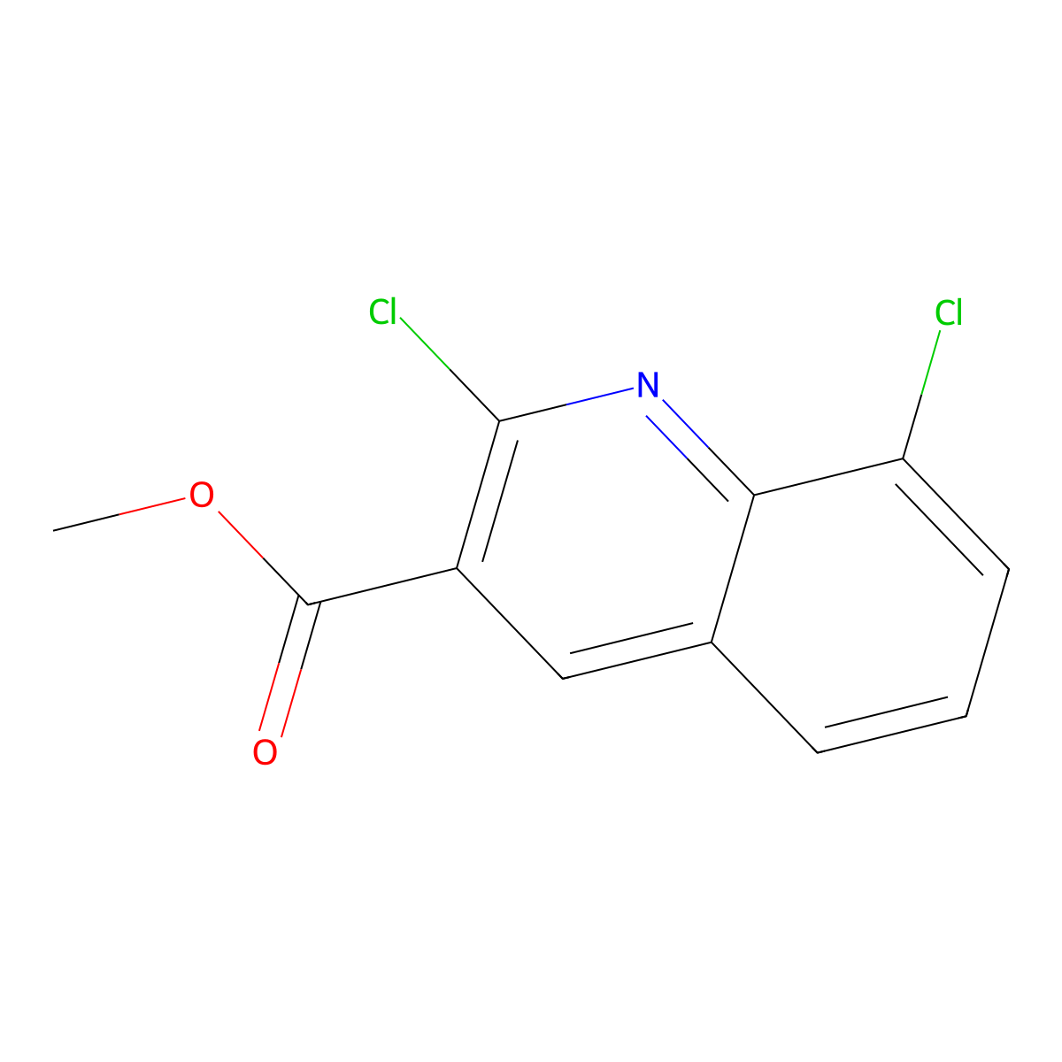 Methyl 2,8-dichloro-3-quinolinecarboxylate molecular structure, CAS 1895216-25-7