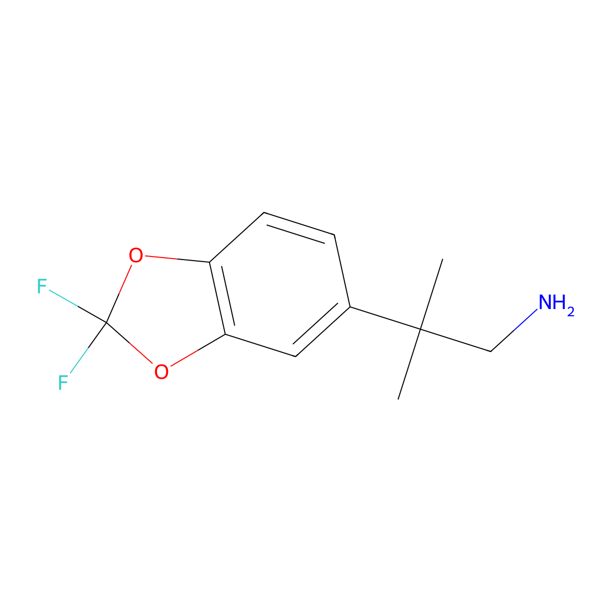 2-(2,2-Difluoro-1,3-dioxaindan-5-yl)-2-methylpropan-1-amine molecular structure, CAS 1895220-97-9