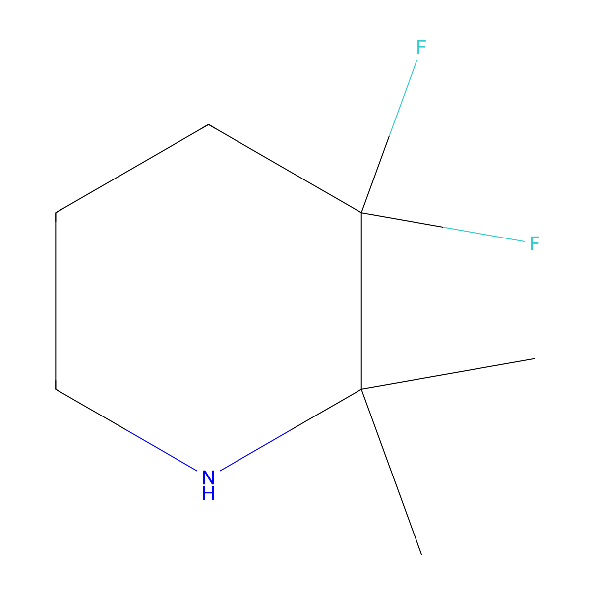 3,3-Difluoro-2,2-dimethylpiperidine molecular structure, CAS 1895240-53-5