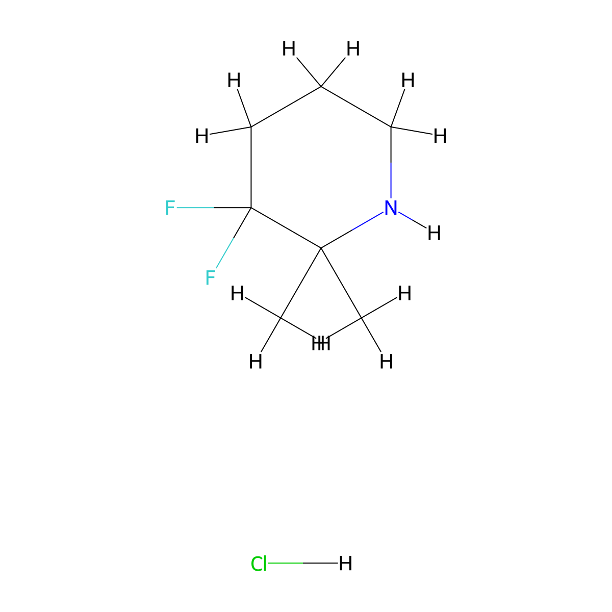 3,3-Difluoro-2,2-dimethylpiperidine hydrochloride molecular structure, CAS 1895240-54-6