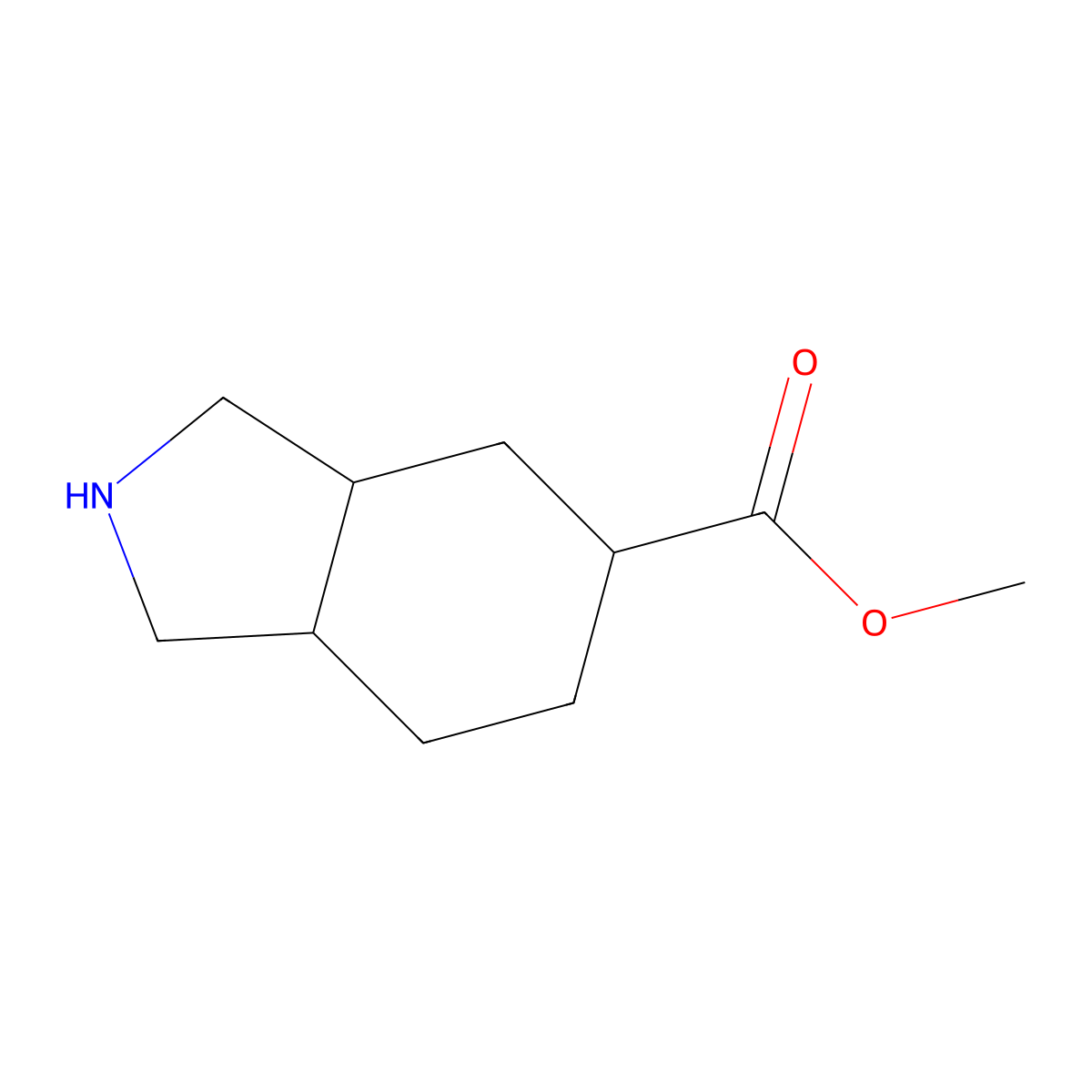 Methyl octahydro-1H-isoindole-5-carboxylate molecular structure, CAS 1895245-26-7
