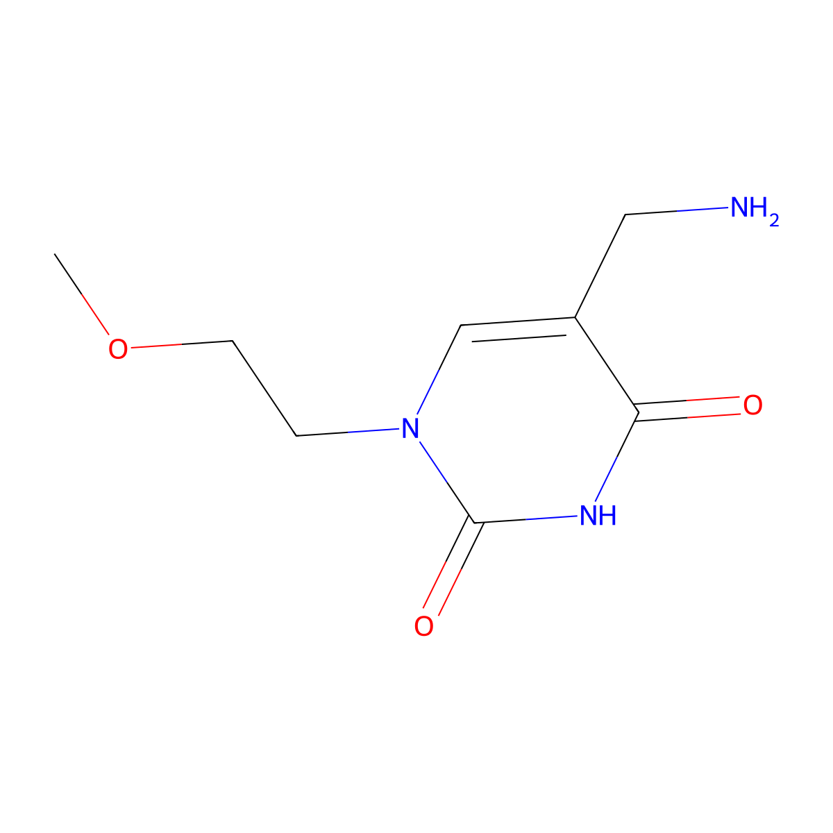 5-(Aminomethyl)-1-(2-methoxyethyl)-1,2,3,4-tetrahydropyrimidine-2,4-dione molecular structure, CAS 1895263-18-9