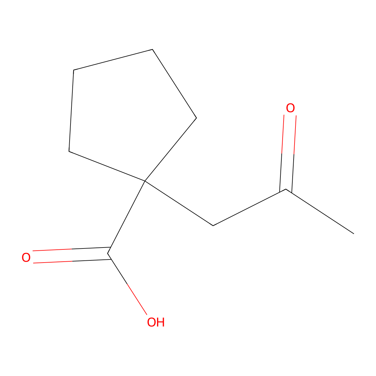 1-(2-Oxopropyl)cyclopentane-1-carboxylic acid molecular structure, CAS 1895263-24-7