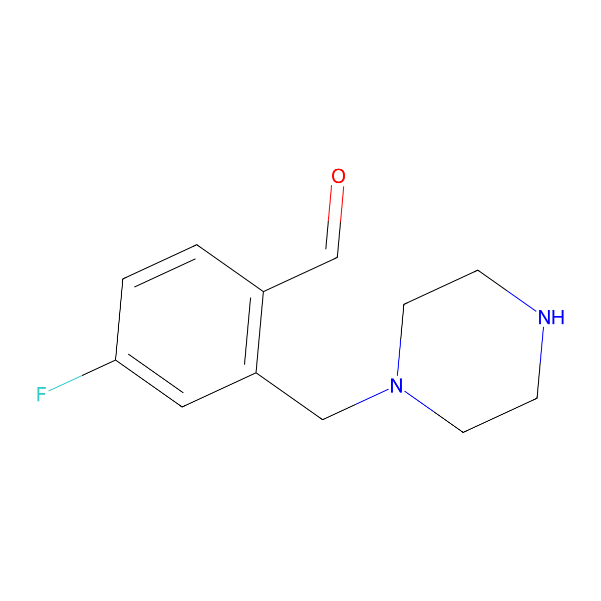 4-Fluoro-2-[(piperazin-1-yl)methyl]benzaldehyde molecular structure, CAS 1895270-17-3